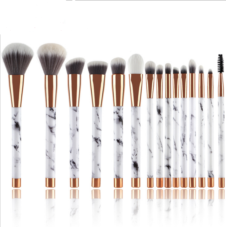 Marble Elegance 15-Piece Artisan Brush Collection