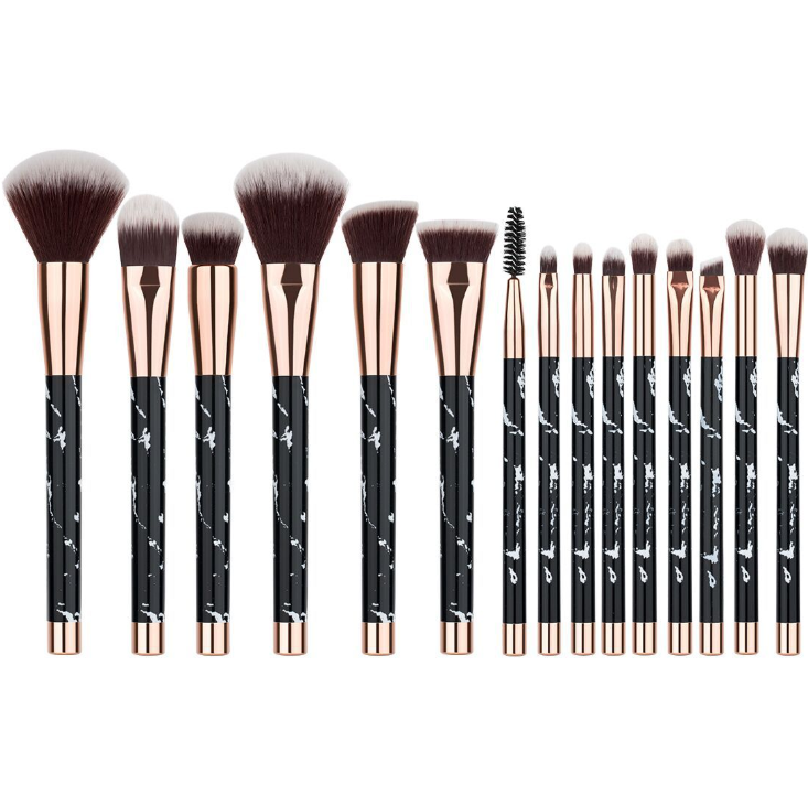 Marble Elegance 15-Piece Artisan Brush Collection