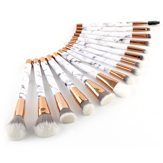 Marble Elegance 15-Piece Artisan Brush Collection